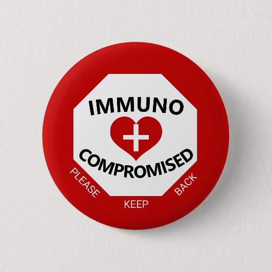 Immunogecompromitteerd - houd Rood en Witte Button (Voorkant)
