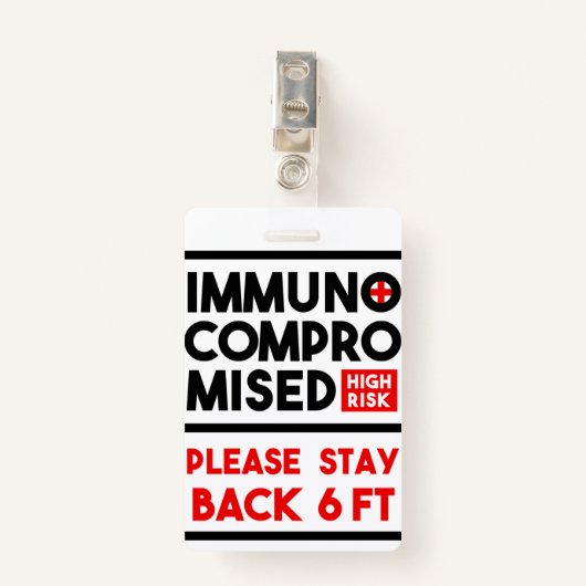 Immunogecompromitteerde badge voor risicobewustzij (Voorkant met clip)