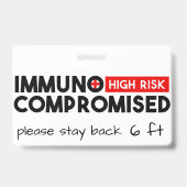 Immunogecompromitteerde badge voor risicobewustzij (Achterkant)