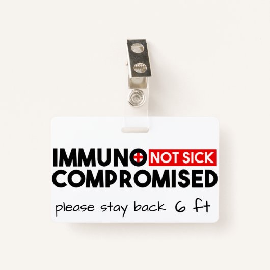 Immunogecompromitteerde niet Ziektegevoeligheid Badge (Voorkant met clip)