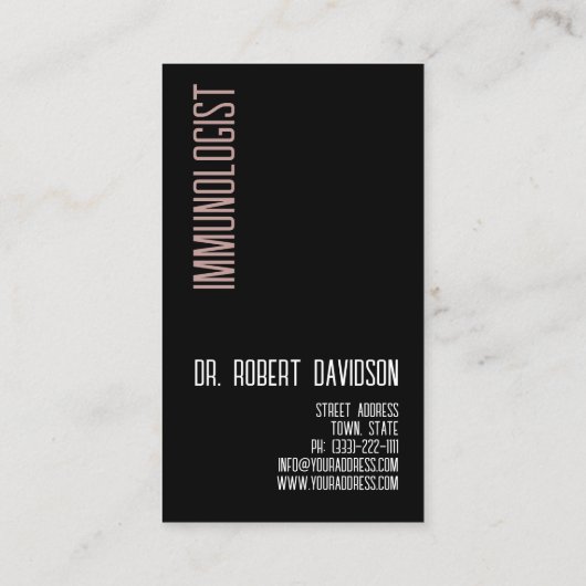 Immunoloog Allergoloog Doctor Medical Modern Bold Visitekaartje (Achterkant)