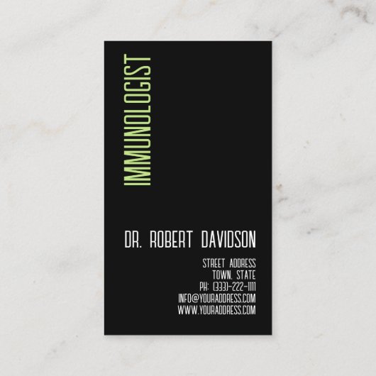 Immunoloog Allergoloog Doctor Medical Modern Bold Visitekaartje (Achterkant)