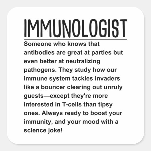Immunoloog Vierkante Sticker (Voorkant)