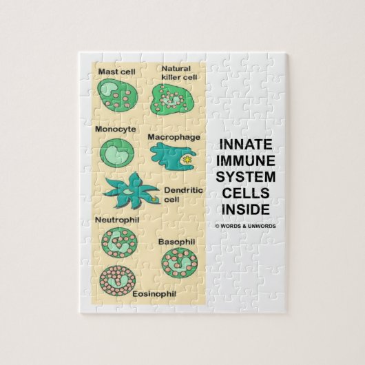 Immuunsysteemcellen binnendringen in immunologie legpuzzel (Verticaal)