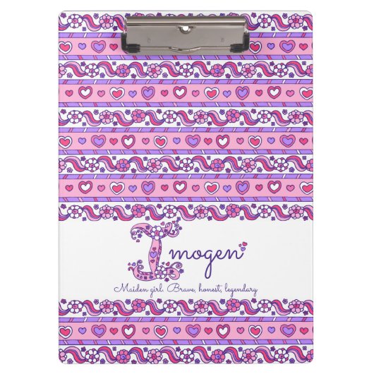 Imogen naam betekent harten letter I klembord (Voorkant)
