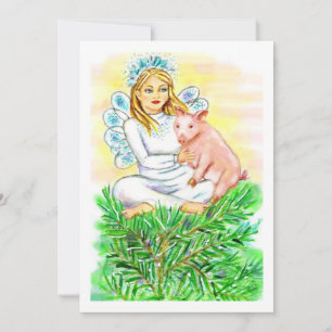 Imogene Christmas Angel Piglet JL Biel Feestdagenkaart