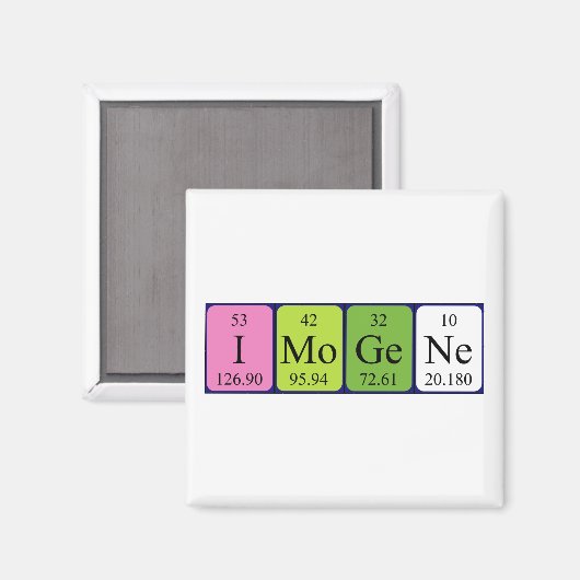 Imogene periodieke tabelnaam magnet (Voorkant / Achterkant)