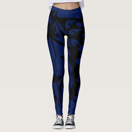 Impact Blue Pony Horse Stallion Bronco Line Art Leggings (Voorkant)