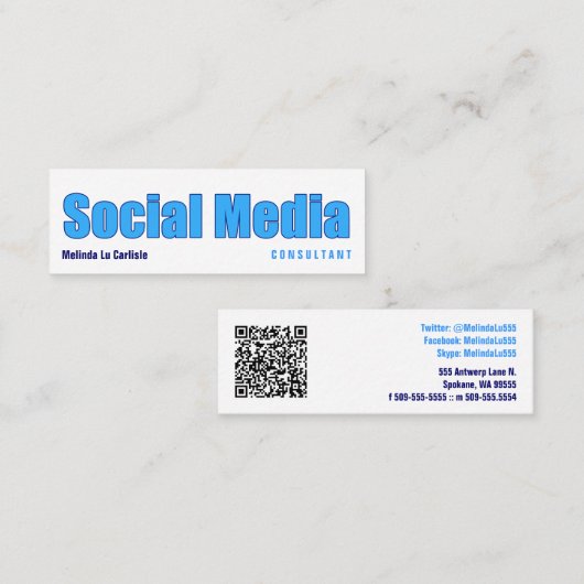 Impact Social Media Consultant met QR-code Mini Visitekaartje (Voorkant / Achterkant)