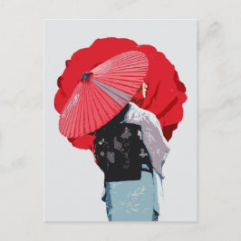 Impactante Vermelho Oriental Cultura Japão  Briefkaart