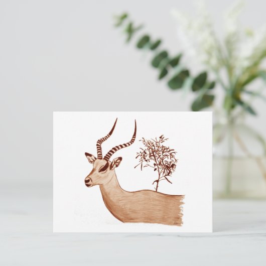 Impala Antelope Dier Wildlife Tekening Schets Briefkaart (Staand voorkant)