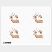 Impala Antelope Dier Wildlife Tekening Schets Ovale Sticker (Vel)