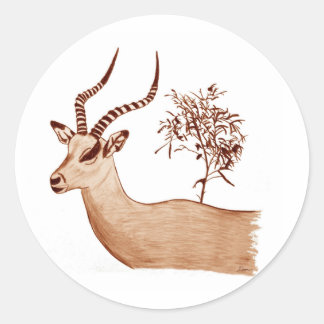 Impala Antelope Dier Wildlife Tekening Schets Ronde Sticker