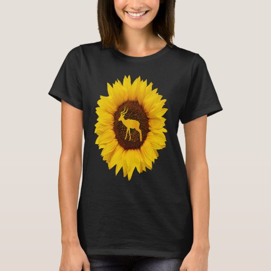 Impala for Women Mannen Antelope Ewe Ram Sunflower T-shirt (Voorkant)