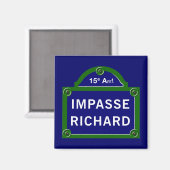Impasse Richard, Parijs Straatnaambord Magneet (Voorkant / Achterkant)