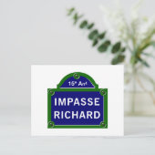 Impasse Richard, Paris Street Sign Briefkaart (Staand voorkant)