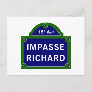 Impasse Richard, Paris Street Sign Briefkaart