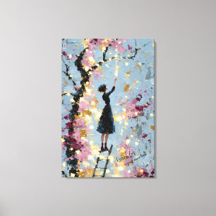 Impasto Bloemengirl die reikt naar Licht Inspirati Canvas Afdruk