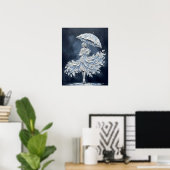 Impasto Bloemige Bruid met Paraplu Poster (Thuiskantoor)