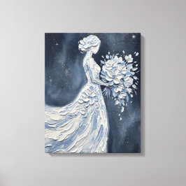 Impasto Bloemrijke Bruid met Parasol Canvas Afdruk