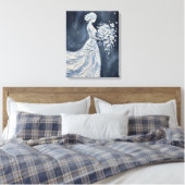 Impasto Bloemrijke Bruid met Parasol Canvas Afdruk (Insitu (Slaapkamer))