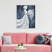 Impasto Bloemrijke Bruid met Parasol Canvas Afdruk (Insitu (Woonkamer))
