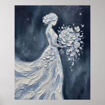 Impasto Blue Hemelse Bruid Silhouet