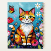 Impasto Cat, Flowers & Butterfly Personalized Planner (Achterkant)