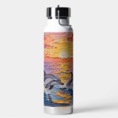 Impasto Dolfijnen en Oceaan golven Waterfles (Links)