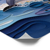 Impasto Dolfijnen en Oceaangolven Poster (Hoek)