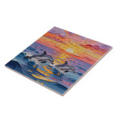 Impasto Dolfijnen en Oceaangolven Tegeltje (Zijkant)