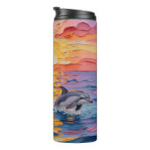 Impasto Dolfijnen en Oceaangolven Thermosbeker (Geroteerd rechts)