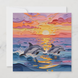 Impasto Dolphins and Ocean Waves  