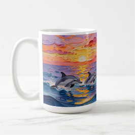 Impasto Dolphins and Ocean Waves   Koffiemok