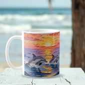 Impasto Dolphins and Ocean Waves   Koffiemok