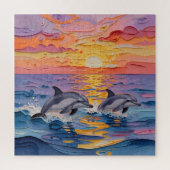 Impasto Dolphins and Ocean Waves   Legpuzzel (Verticaal)