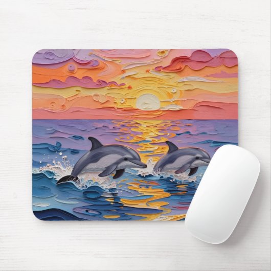 Impasto Dolphins and Ocean Waves   Muismat (Met muis)