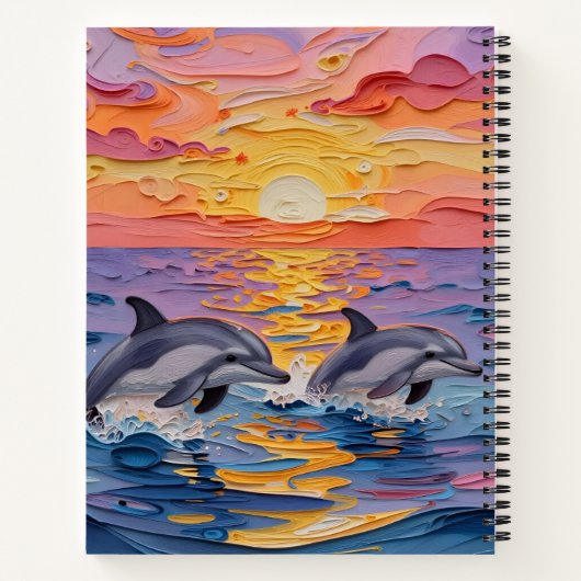 Impasto Dolphins and Ocean Waves   Notitieboek (Achterkant)
