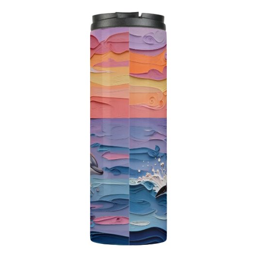 Impasto Dolphins and Ocean Waves   Thermosbeker (Achterkant)