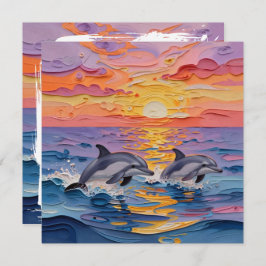 Impasto Dolphins and Ocean Waves | Thinking of You Kaart