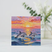 Impasto Dolphins and Ocean Waves | Thinking of You Kaart (Staand voorkant)