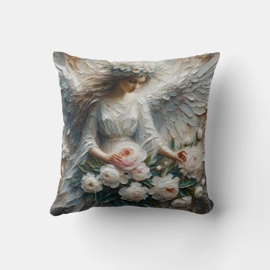 Impasto Faux Relief Angel Art Sierkussen (Achterkant)