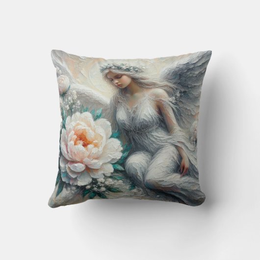 Impasto Faux Relief Angel Art Sierkussen (Achterkant)