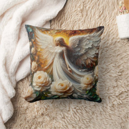 Impasto Faux Relief Angel Art Sierkussen