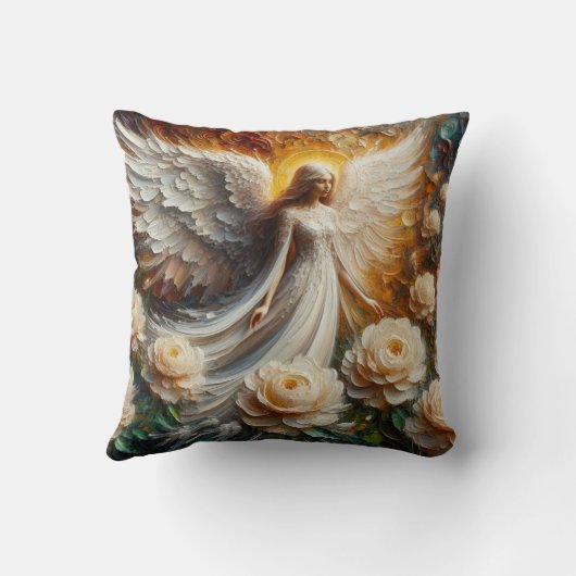 Impasto Faux Relief Angel Art Sierkussen (Achterkant)