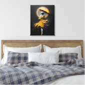 Impasto Gele Paraplu Silhouet Canvas Afdruk (Insitu (Slaapkamer))