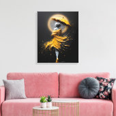 Impasto Gele Paraplu Silhouet Canvas Afdruk (Insitu (Woonkamer))