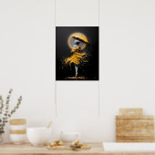 Impasto Gele Paraplu Silhouet Poster (Keuken)