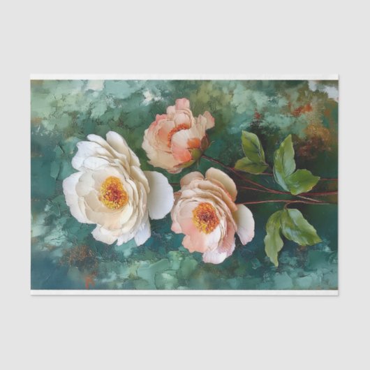 Impasto getextureerde pioenroos stijl bloeit DV4L  Tissuepapier (Voorkant)