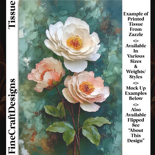 Impasto getextureerde pioenroos stijl bloeit DV4R  Tissuepapier